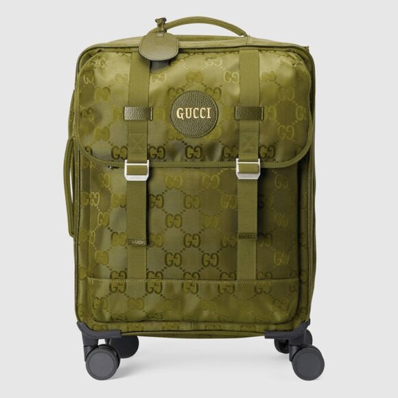GUCCI OFF THE GRID SMALL TROLLEY SUITCASE GREEN GG LOGO NYLON TRAVEL BAG - Picture 1 of 16